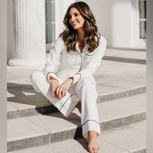 Le Rose White Jersey Pajama Set